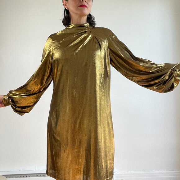 One 33 Social Gold Mini Dress Size 10 US - Picture 1 of 13